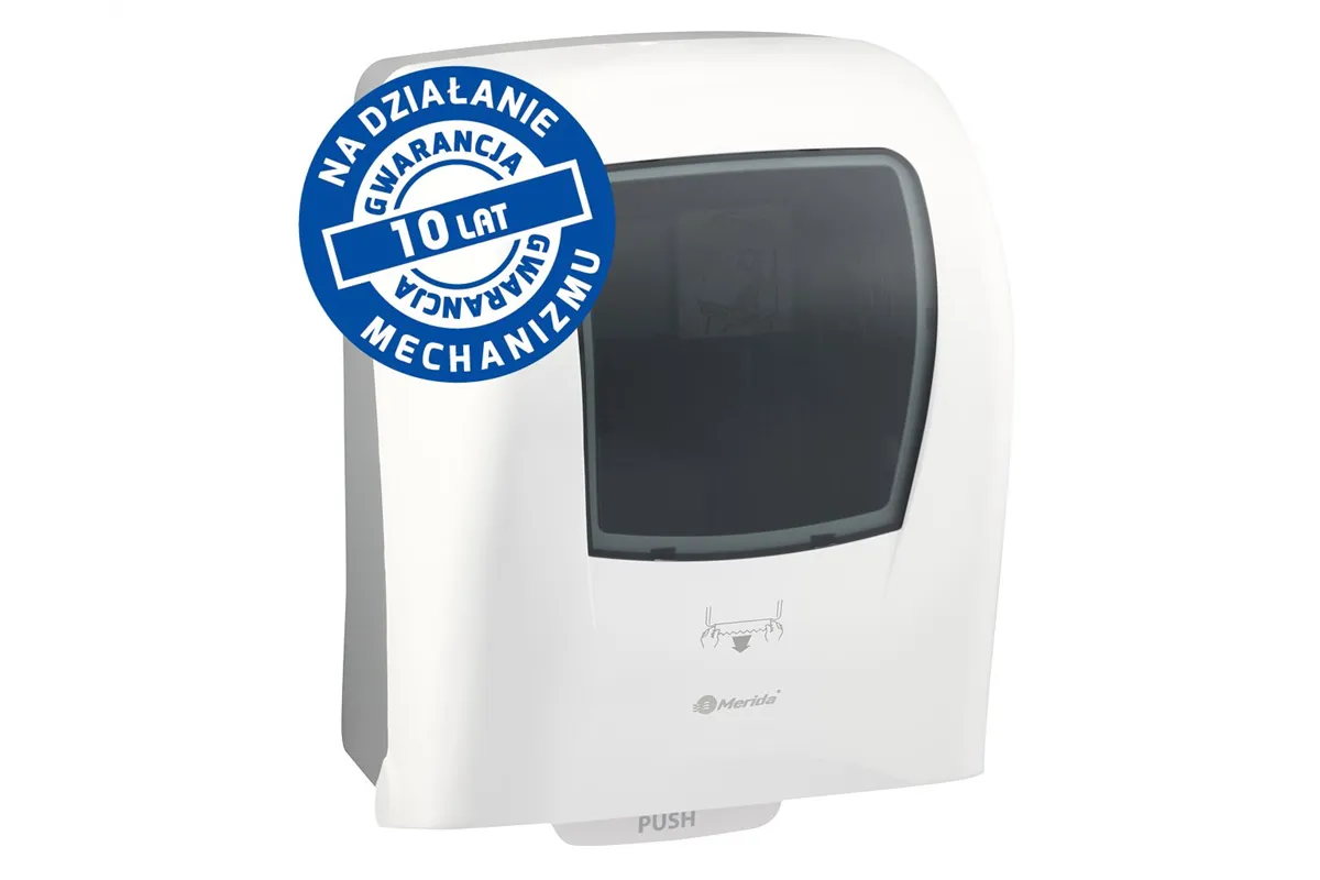 Mechaniczny podajnik ręczników papierowych w rolach MERIDA ONE AUTOMATIC MAXI, tworzywo ABS, biały
 Merida CEB301