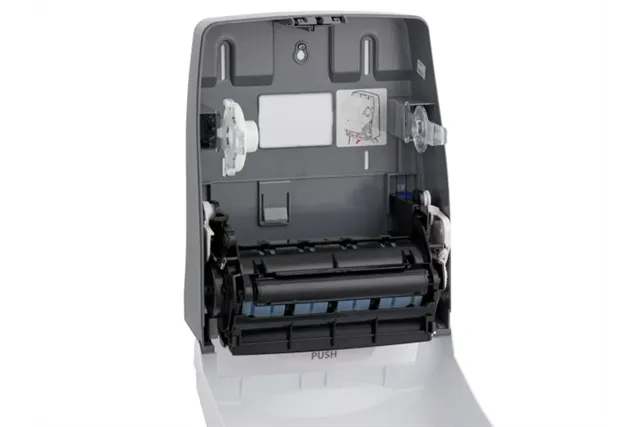 Mechaniczny podajnik ręczników papierowych w rolach MERIDA ONE AUTOMATIC MAXI, tworzywo ABS, biały
 Merida CEB301