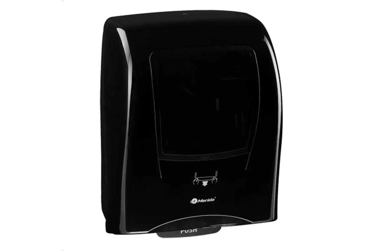 Mechaniczny podajnik ręczników papierowych w rolach MERIDA ONE AUTOMATIC MAXI, tworzywo ABS, czarny
 Merida CEC301