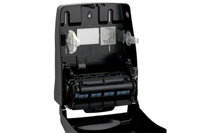 Mechaniczny podajnik ręczników papierowych w rolach MERIDA ONE AUTOMATIC MAXI, tworzywo ABS, czarny
 Merida CEC301