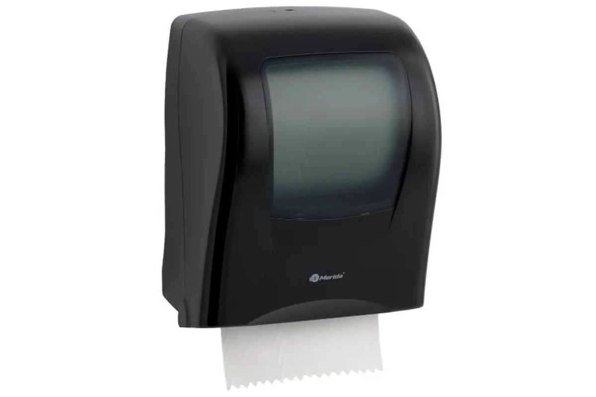 Mechaniczny podajnik ręczników papierowych w rolach MERIDA ONE AUTOMATIC MAXI, tworzywo ABS, czarny
 Merida CEC301