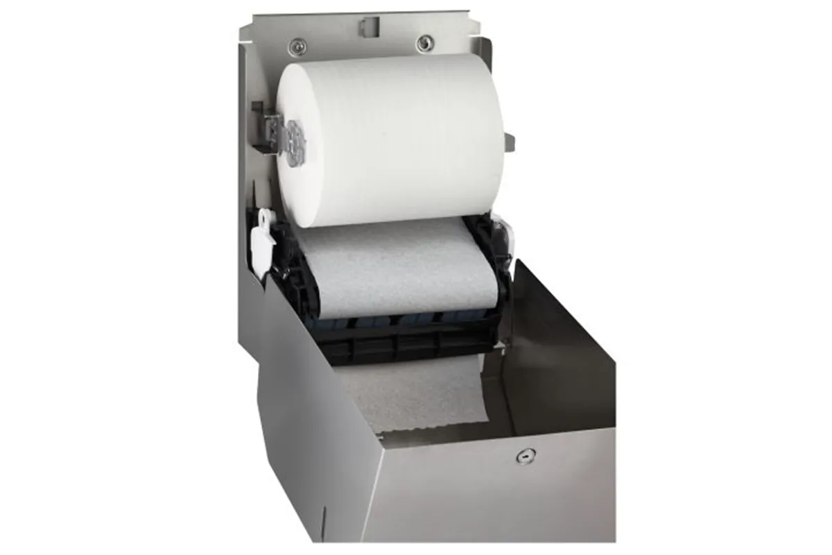 Mechaniczny podajnik ręczników papierowych w rolach MERIDA STELLA AUTOMATIC MAXI, stal matowa
 Merida CSM303