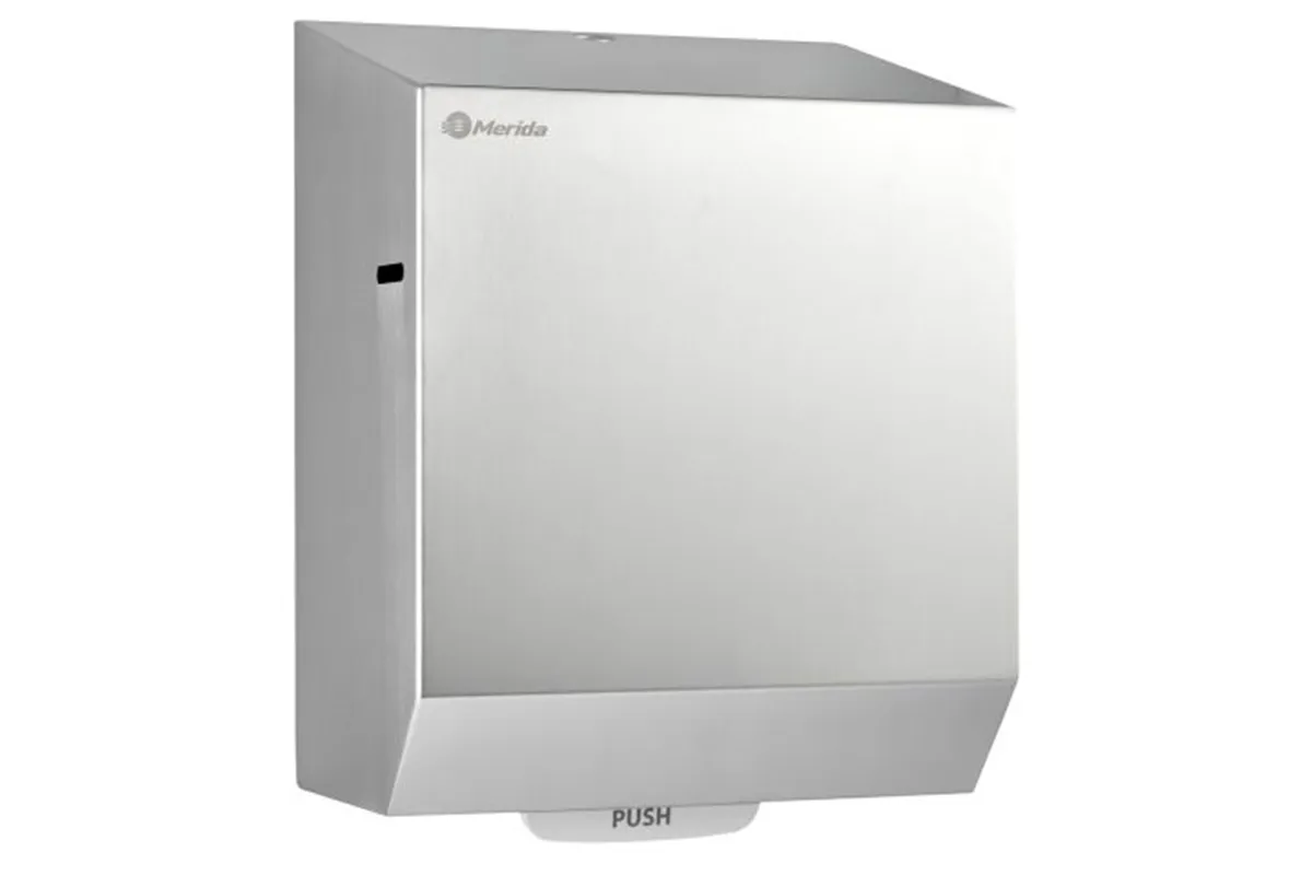 Mechaniczny podajnik ręczników papierowych w rolach MERIDA STELLA AUTOMATIC MAXI, stal polerowana
 Merida CSP303