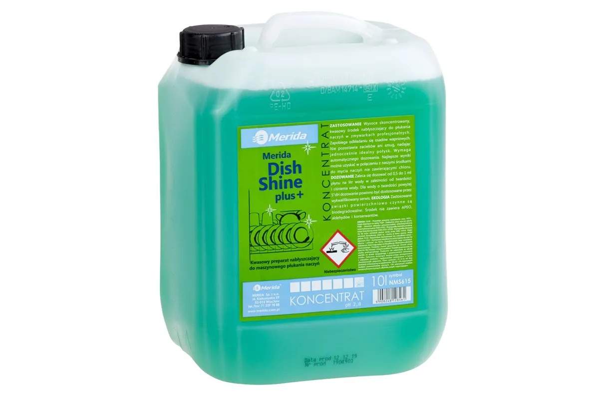 MERIDA DISH SHINE PLUS, nabłyszczacz do zmywarek przemysłowych, kanister 10 l
 Merida NMS615