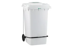 
Kosz na zużyte ręczniki papierowe MERIDA ECO PAPER, biały, na kółkach otwierany przyciskiem pedałowym 240 l Merida KJB414