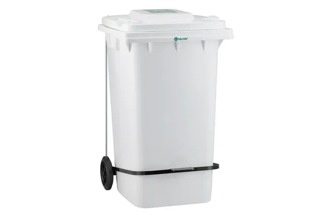 
Kosz na zużyte ręczniki papierowe MERIDA ECO PAPER, biały, na kółkach otwierany przyciskiem pedałowym 240 l Merida KJB414