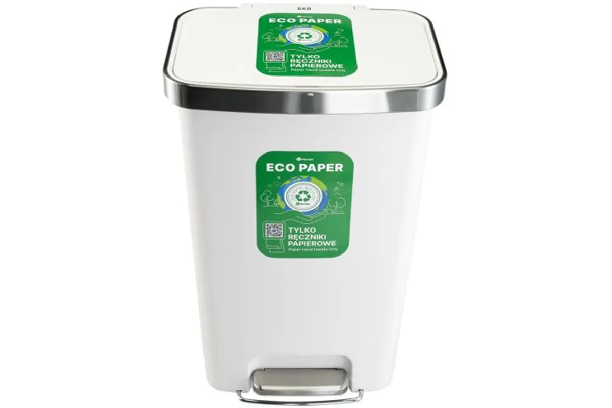 Kosz pedałowy MERIDA ECO PAPER, pojemność 50 l, tworzywo sztuczne, biały
 Merida KJB410