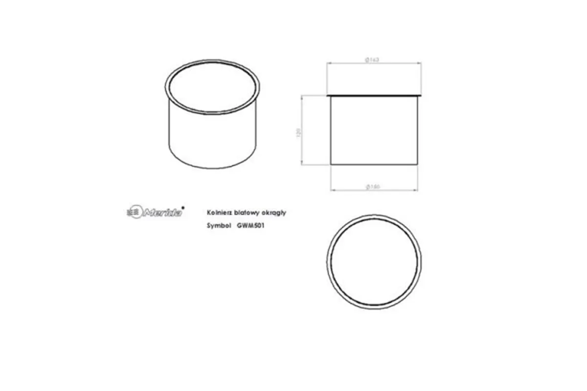 Kołnierz kosza nablatowy okrągły MERIDA STELLA WHITE LINE, biały
 Merida GSB501