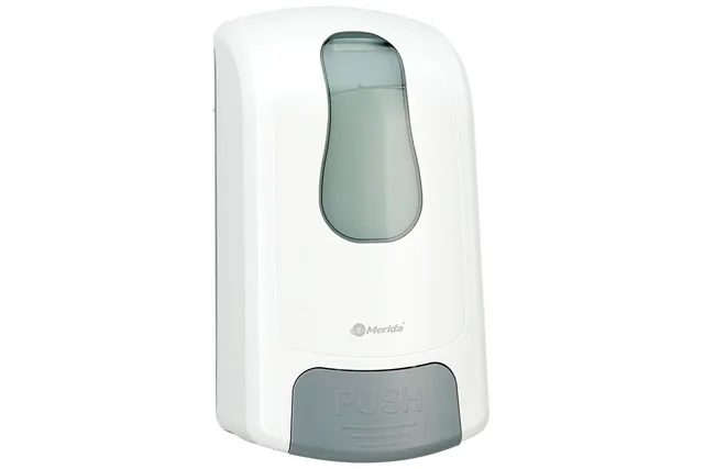 Dozownik mydła w płynie MERIDA ONE, pojemność zbiornika 1000 ml, tworzywo ABS, biały
 Merida DEB103