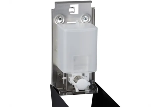 Dozownik mydła w płynie MERIDA STELLA BLACK LINE MINI, pojemność zbiornika 400 ml, czarny
 Merida DSC102