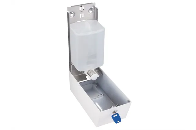 Dozownik mydła w płynie MERIDA STELLA WHITE LINE MAXI, pojemność zbiornika 800 ml, biały
 Merida DSB107