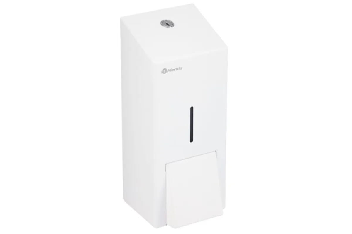Dozownik mydła w płynie MERIDA STELLA WHITE LINE MAXI, pojemność zbiornika 800 ml, biały
 Merida DSB107