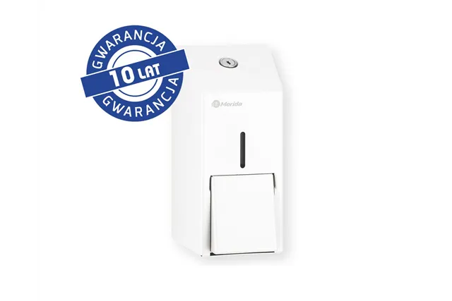 Dozownik mydła w płynie MERIDA STELLA WHITE LINE MINI, pojemność zbiornika 400 ml, biały
 Merida DSB105