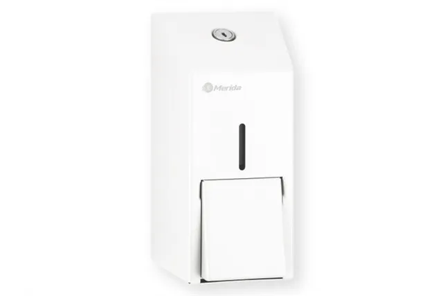 Dozownik mydła w płynie MERIDA STELLA WHITE LINE MINI, pojemność zbiornika 400 ml, biały
 Merida DSB105