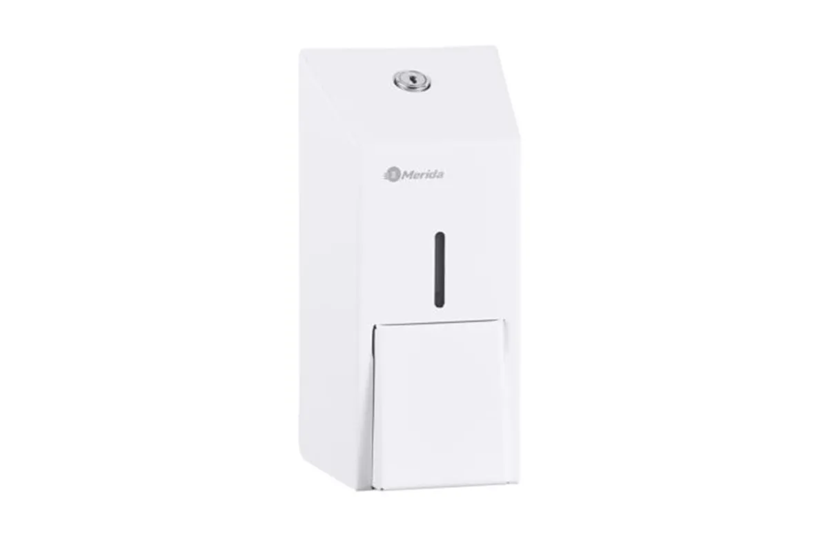Dozownik mydła w płynie MERIDA STELLA WHITE LINE MINI, pojemność zbiornika 400 ml, biały
 Merida DSB105