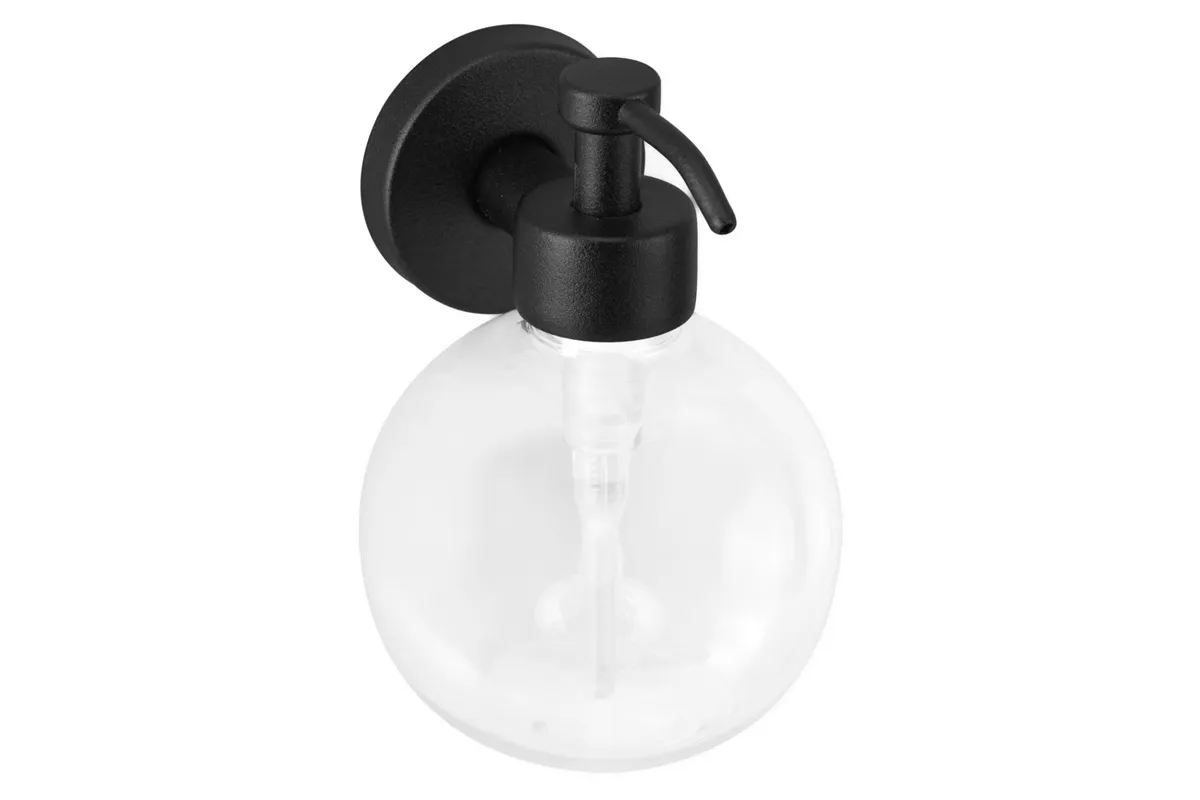 Dozownik mydła w płynie z pojemnikiem w kształcie kuli naścienny MERIDA STELLA BLACK LINE, zbiornik 150ml, czarny
 DLC101