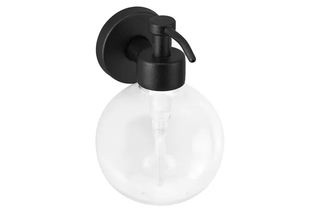 Dozownik mydła w płynie z pojemnikiem w kształcie kuli naścienny MERIDA STELLA BLACK LINE, zbiornik 150ml, czarny
 DLC101