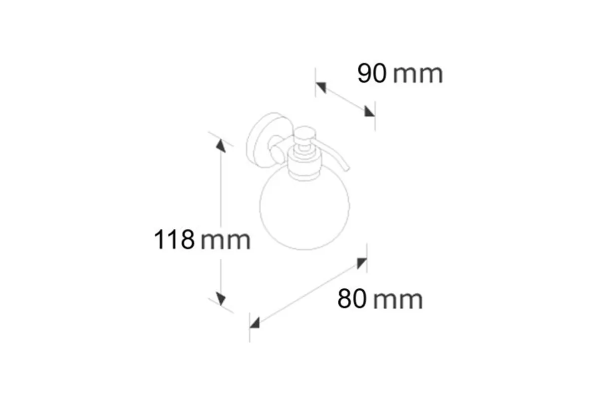 Dozownik mydła w płynie z pojemnikiem w kształcie kuli naścienny MERIDA STELLA BLACK LINE, zbiornik 150ml, czarny
 DLC101