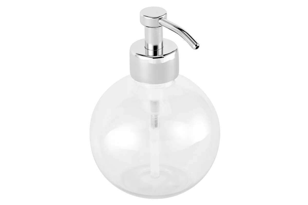 Dozownik mydła z pojemnikiem w kształcie kuli stojący, pojemność zbiornika 150 ml, chromowany mosiądz
 Merida DLV102
