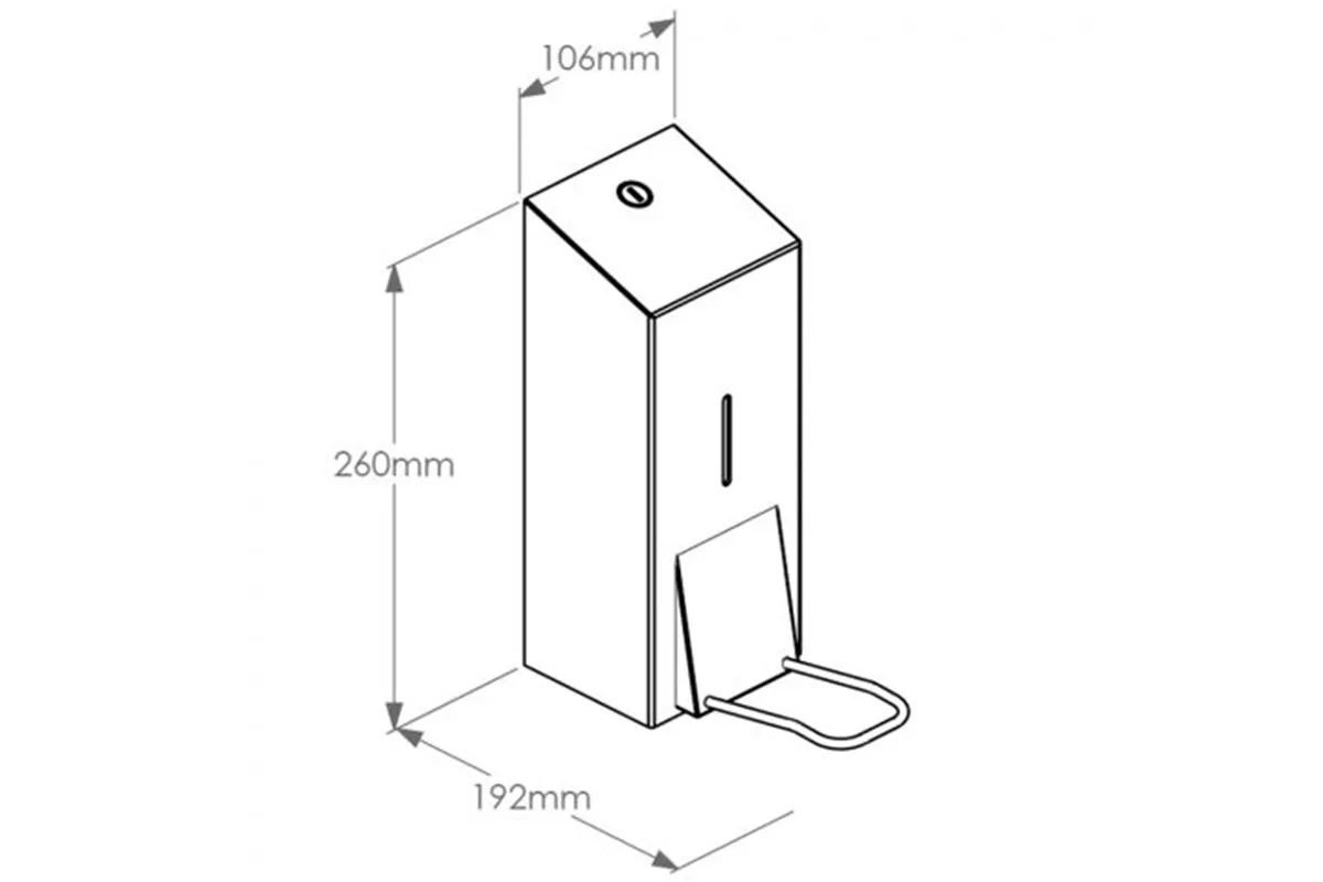 Dozownik płynu dezynfekcyjnego na jednorazowe wkłady 1000 ml z przyciskiem łokciowym MERIDA STELLA, stal matowa
 Merida DSM417