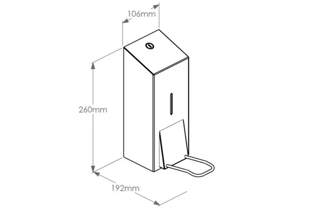 Dozownik płynu dezynfekcyjnego na jednorazowe wkłady 1000 ml z przyciskiem łokciowym MERIDA STELLA, stal matowa
 Merida DSM417