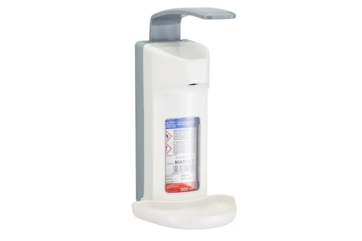 Dozownik z przyciskiem łokciowym na wkłady 500 ml, z tacką ociekową, tworzywo ABS
 Merida D9PT