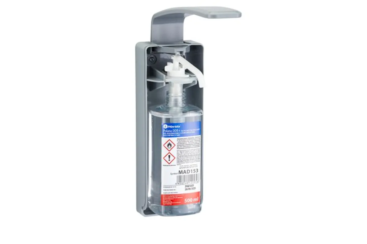 Dozownik z przyciskiem łokciowym na wkłady 500 ml, z tacką ociekową, tworzywo ABS
 Merida D9PT