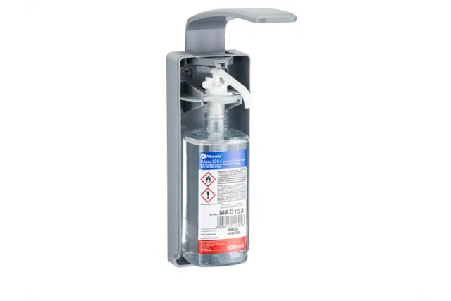 Dozownik z przyciskiem łokciowym na wkłady 500 ml, z tacką ociekową, tworzywo ABS
 Merida D9PT