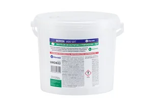 Chusteczki nasączone do dezynfekcji rąk i powierzchni MERIDA VADO SOFT, wiadro 6 l, rolka 65 m, 260 listków
 UMD822