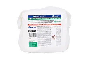 Chusteczki nasączone do dezynfekcji rąk i powierzchni MERIDA VADO SOFT, wkład do wiadra 6 l, rolka 65 m, 260 listków
 UMD521
