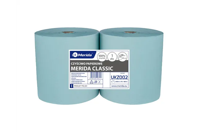Czyściwo papierowe MERIDA CLASSIC 28, długość 400 m, jednowarstwowe, ZIELONE, zgrzewka 2 szt.
 Merida UKZ002