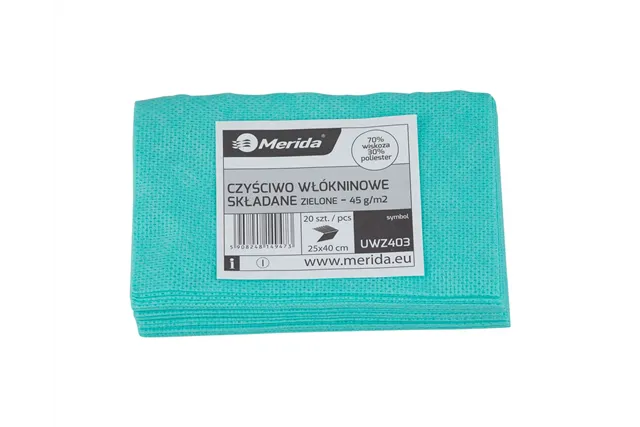 Czyściwo włókninowe w listkach, ZIELONE, 25 x 40 cm, paczka 20 szt.
 Merida UWZ403