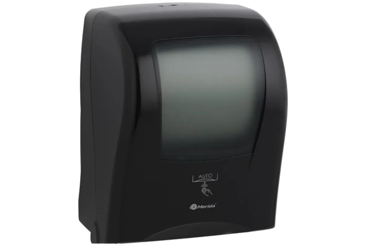 Automatyczny bezdotykowy podajnik ręczników papierowych w roli MERIDA ONE AUTOMATIC MAXI, tworzywo ABS, czarny
 Merida CEC501