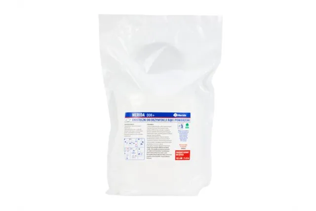 Chusteczki nasączone do chirurgicznej i higienicznej dezynfekcji rąk i powierzchni MERIDA POLANA DDR+, 105 listków.
 UMD050