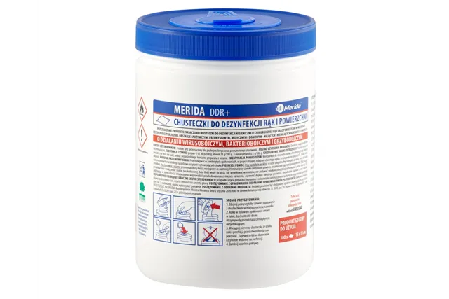 Chusteczki nasączone do dezynfekcji rąk i powierzchni MERIDA POLANA DDR+, tuba, rolka 15 m, 100 listków
 UMD741