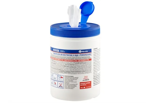 Chusteczki nasączone do dezynfekcji rąk i powierzchni MERIDA POLANA DDR+, tuba, rolka 15 m, 100 listków
 UMD741