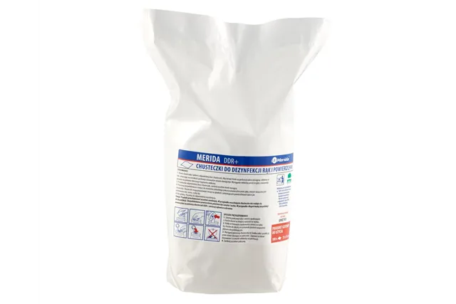 Chusteczki nasączone do dezynfekcji rąk i powierzchni MERIDA POLANA DDR+, wkład do tuby, 15 m, 100 listków
 UMD540