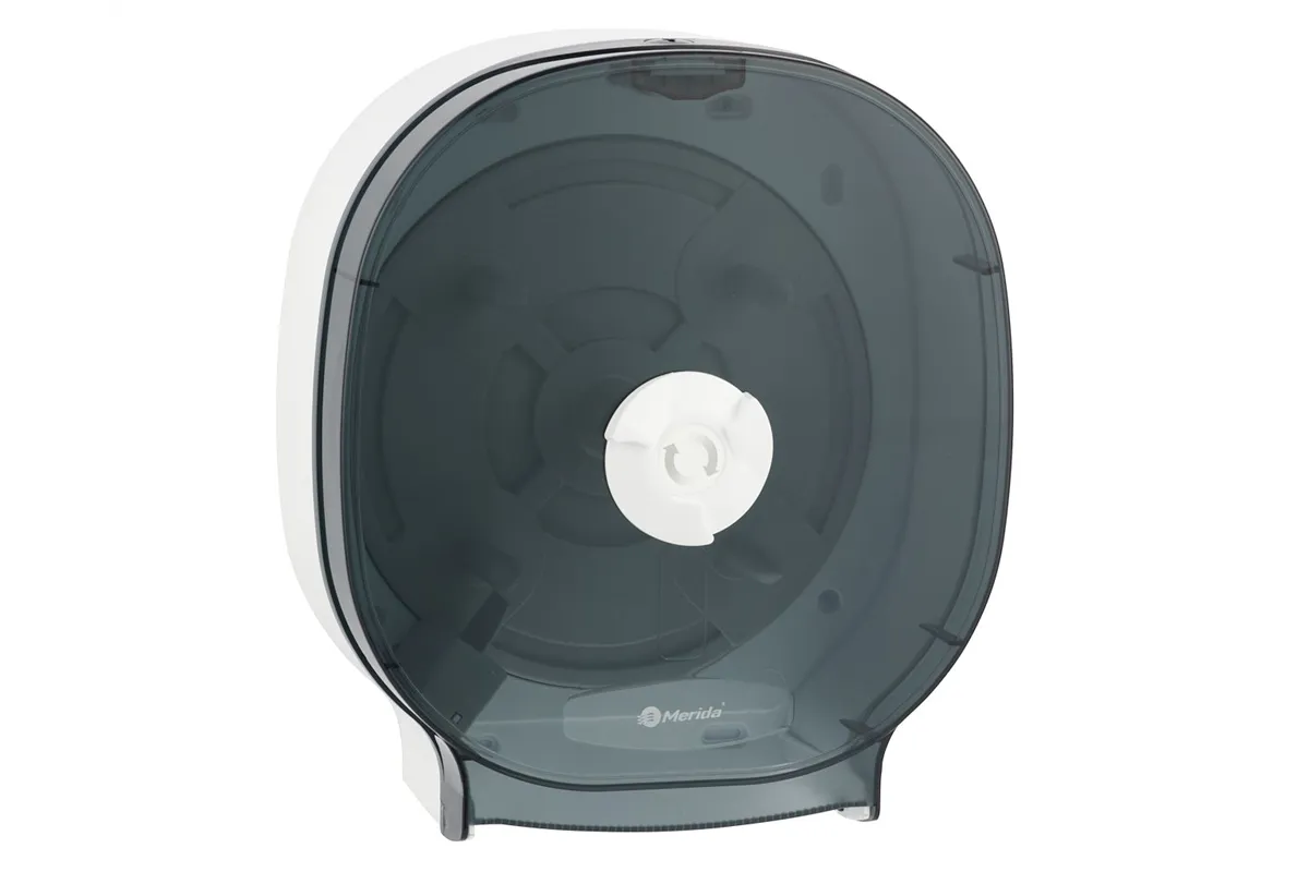 Pojemnik na cztery rolki papieru toaletowego bez gilzy MERIDA ONE, tworzywo ABS, biały
 Merida BEB302