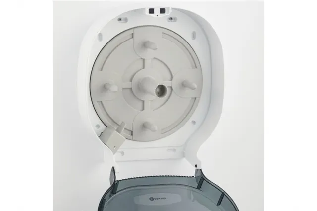 Pojemnik na cztery rolki papieru toaletowego bez gilzy MERIDA ONE, tworzywo ABS, biały
 Merida BEB302