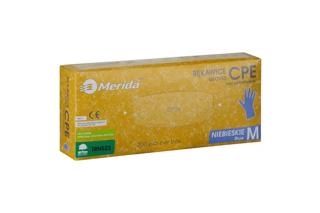 Rękawice hybrydowe antypoślizgowe niebieskie, opakowanie 200 szt., rozmiar M
 Merida TRN523