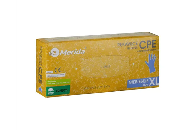 Rękawice hybrydowe antypoślizgowe niebieskie, opakowanie 200 szt., rozmiar XL
 Merida TRN525