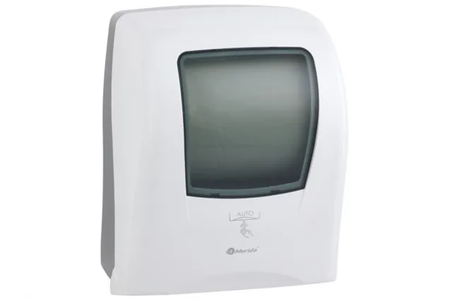 Automatyczny bezdotykowy podajnik ręczników papierowych w rolach MERIDA ONE AUTOMATIC MAXI, tworzywo ABS, biały
 Merida CEB501