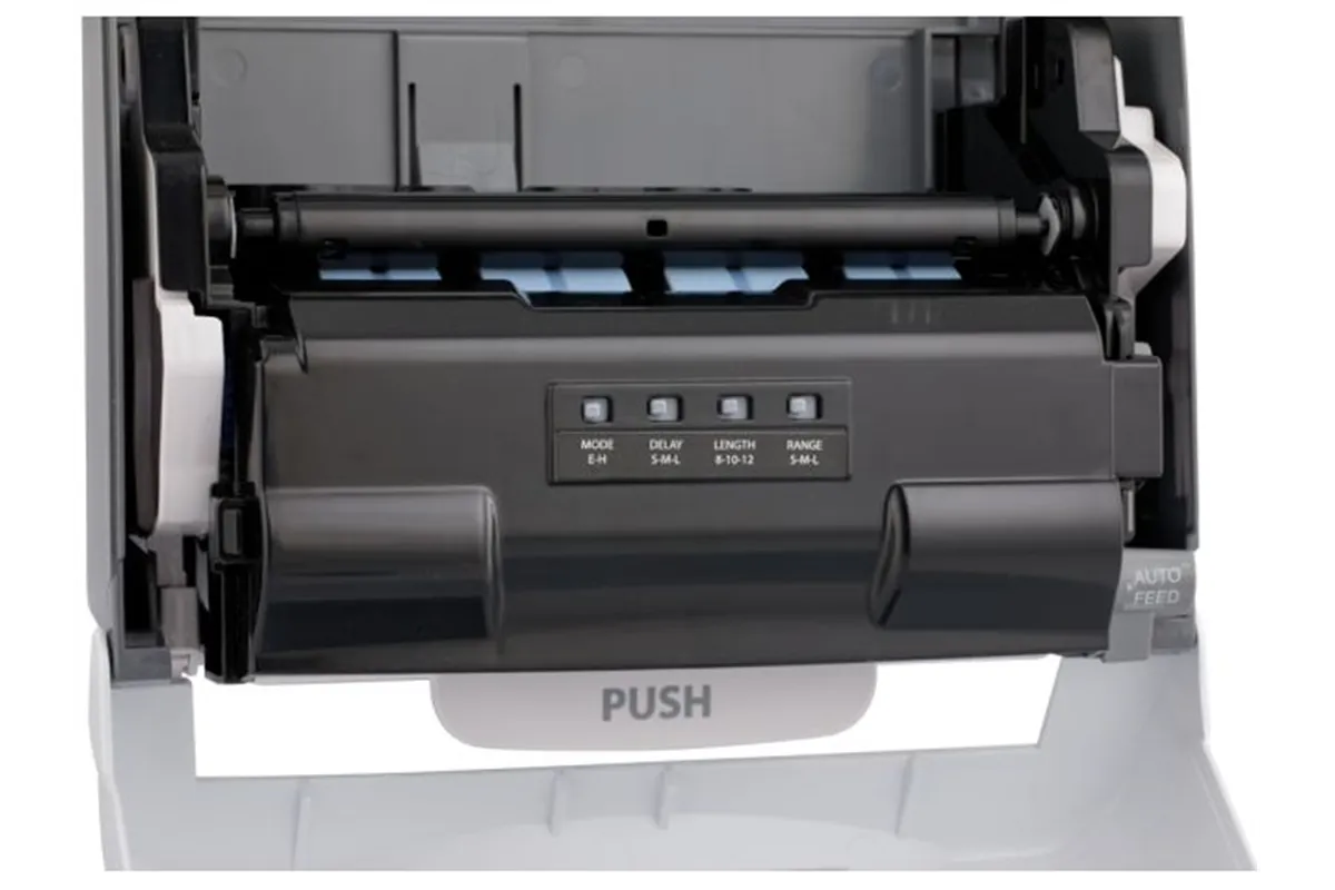 Automatyczny bezdotykowy podajnik ręczników papierowych w rolach MERIDA ONE AUTOMATIC MAXI, tworzywo ABS, biały
 Merida CEB501