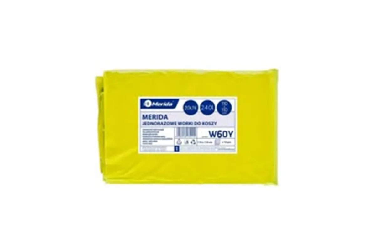 Worki na śmieci MERIDA, 110 x 110 cm, pojemność 240 l, paczka 10 szt., ŻÓŁTE, LDPE
 Merida W60Y