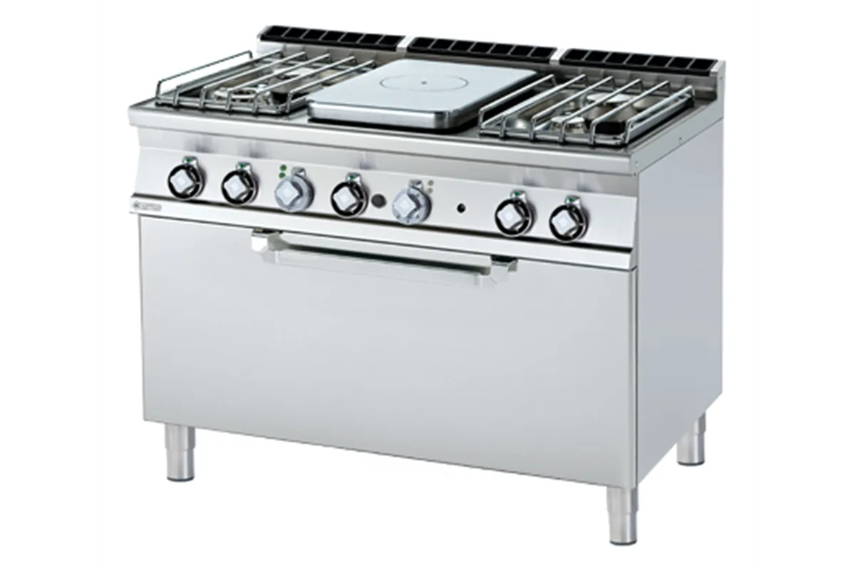 TPF4 - 712 GE/P ﻿﻿﻿Kuchnia żeliwna gazowa z piekarnikiemelektrycznym RM Gastro