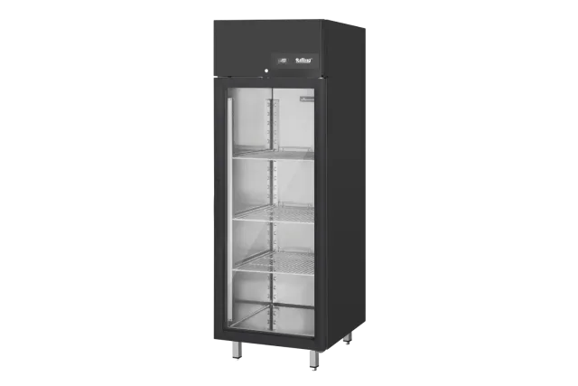 Szafa mroźnicza przeszklona stal w kolorze czarnym GN 2/1 650 L 7,65 kW 695x810x2020 Linia 650 AHK MT065S 0V1 Rilling