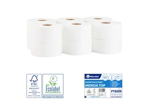 Papier toaletowy MERIDA TOP, biały, średnica 18 cm, długość 100 m, dwuwarstwowy, zgrzewka 12 szt., ECOLABEL