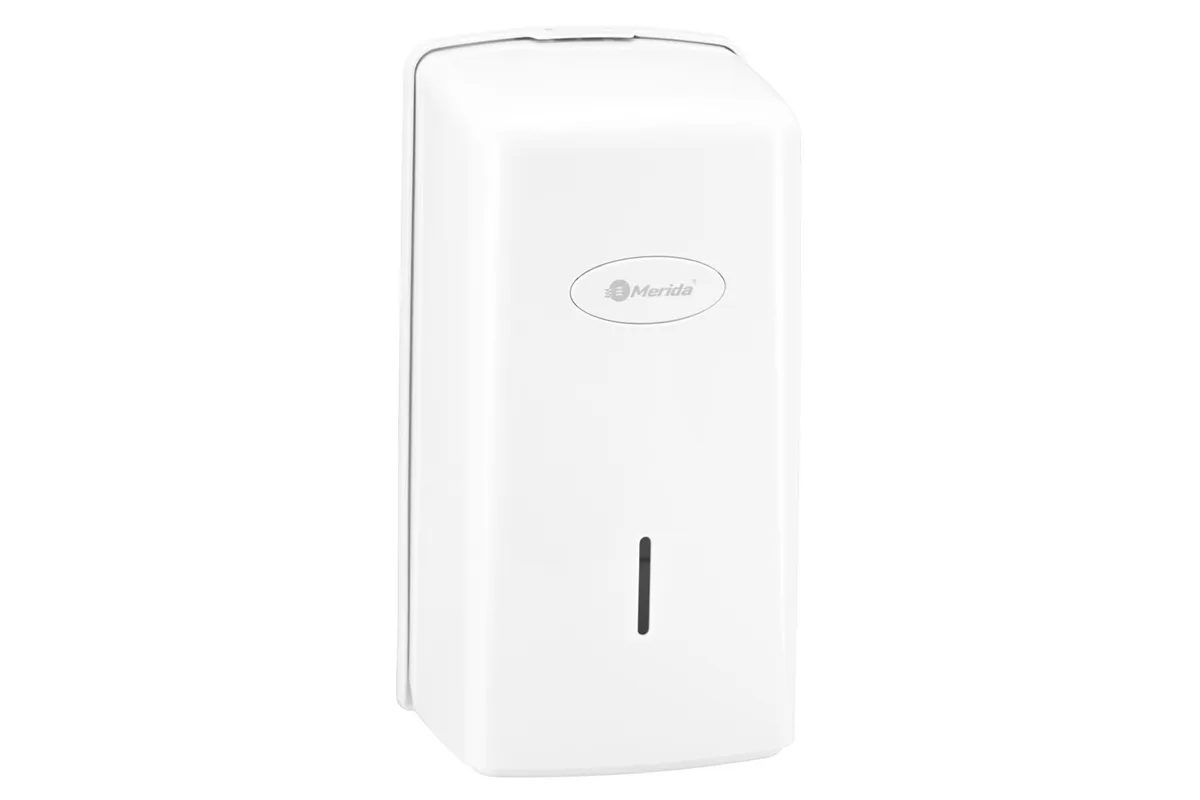 Pojemnik na papier toaletowy w listkach MERIDA ONE, pojemność do 450 szt., tworzywo ABS, biały