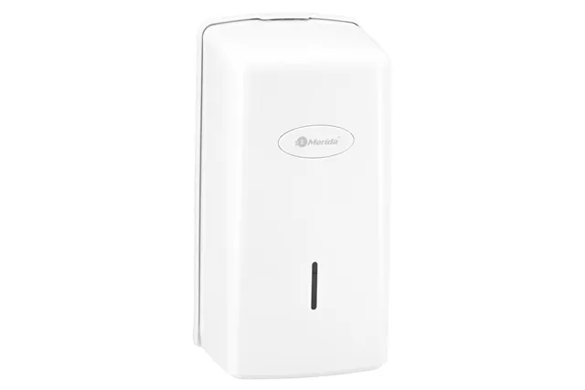 Pojemnik na papier toaletowy w listkach MERIDA ONE, pojemność do 450 szt., tworzywo ABS, biały