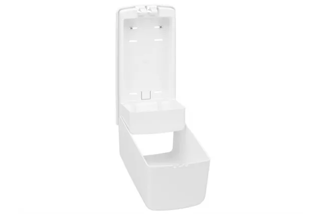 Pojemnik na papier toaletowy w listkach MERIDA ONE, pojemność do 450 szt., tworzywo ABS, biały